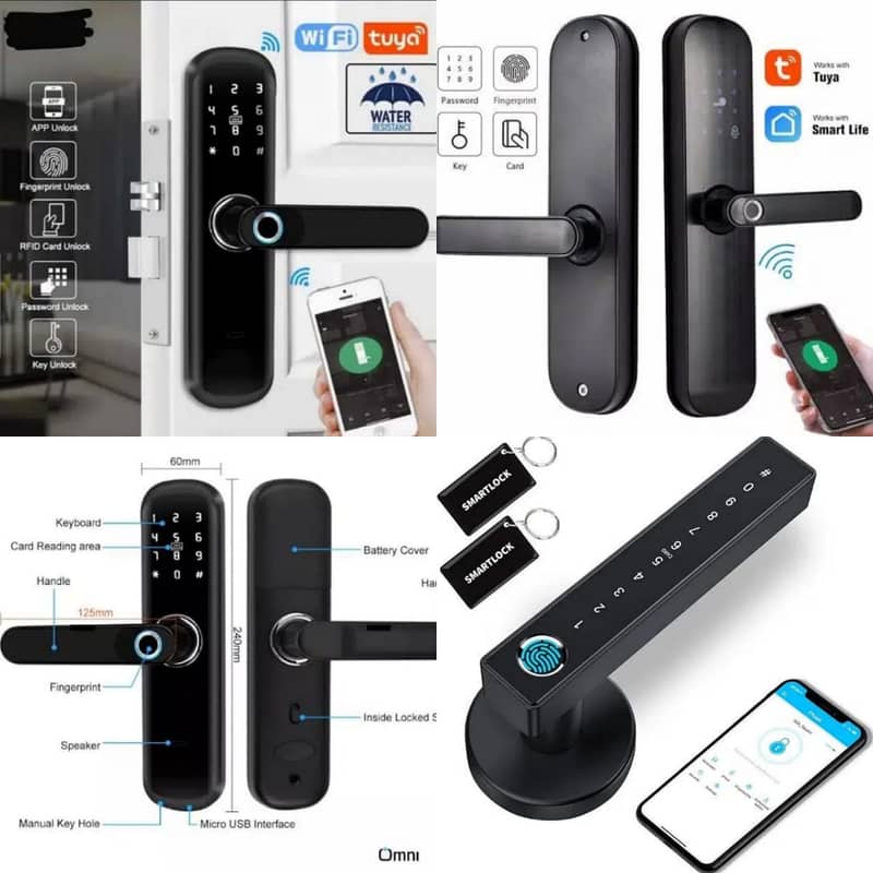 smart fingerprint electric door lock wooden tuya smart life 0