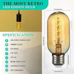 AMDTU Vintage LED Edison Bulb Super Thin Spiral Filament Non-dimmable