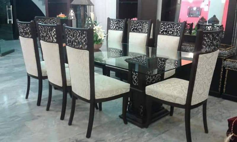 #wooden dining table and chair #Chinioti dining #round shape dinings 13