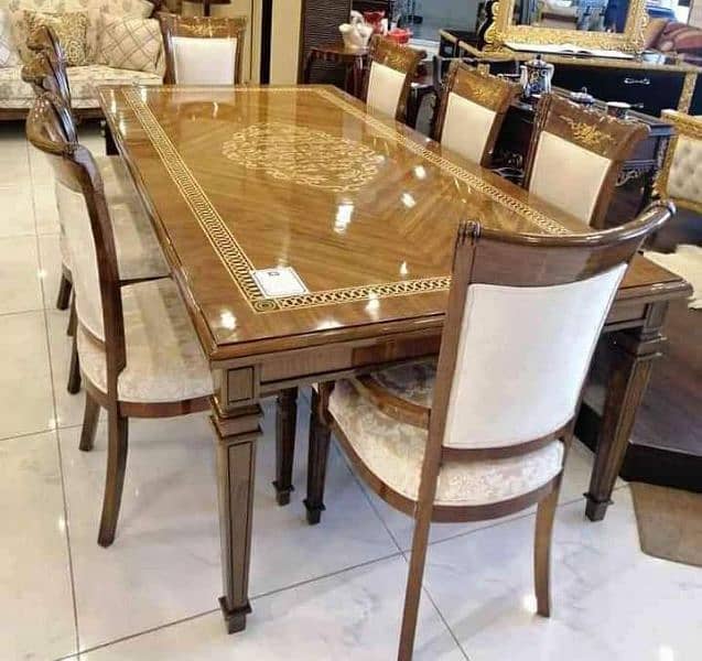 #wooden dining table and chair #Chinioti dining #round shape dinings 14