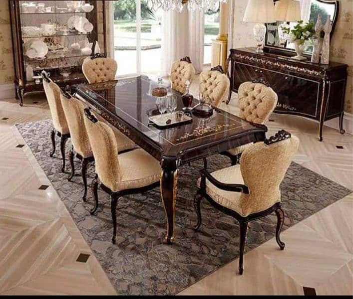 #wooden dining table and chair #Chinioti dining #round shape dinings 15