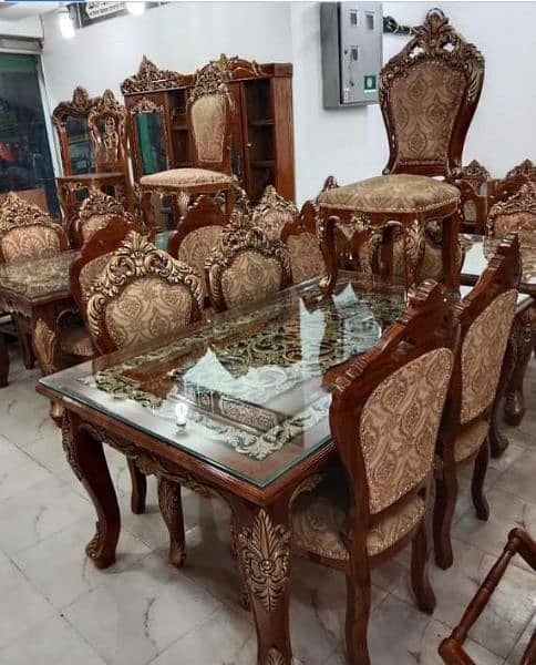 #wooden dining table and chair #Chinioti dining #round shape dinings 17