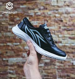 Men's Athletic Running Sneakers, Black with White Lines