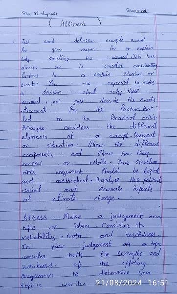 Hand writing Assessment work - Education Jobs - 1092125730