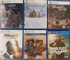 PS5 Games ( gow ragnarok, ac mirage, demon souls, uncharted Remastere)