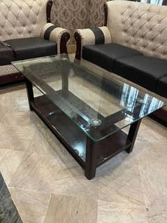 solid wooden table dark brown colour 0