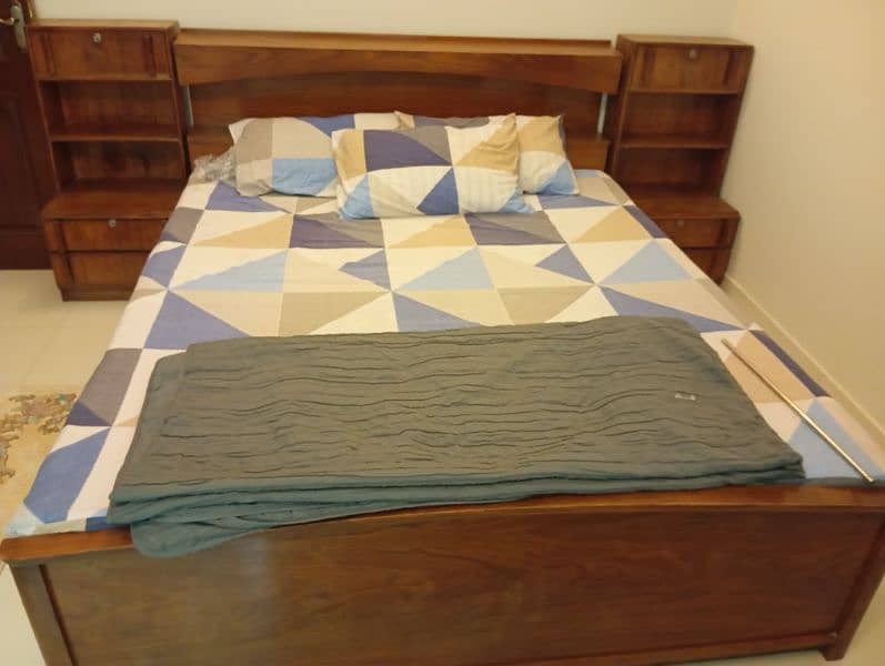 Wooden Bed with side tables 2