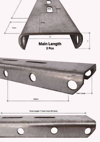 solar structure ajustable stand l2 l3 l4 (14-gauge) 2MM galvanized 1