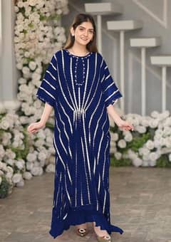 3pic women stitched chiffon sequence embroidery kaftan