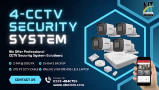 4-CCTV CAMERAS SECURITY STSTEM FUL HD FREE INSTALLATION & ONLINE