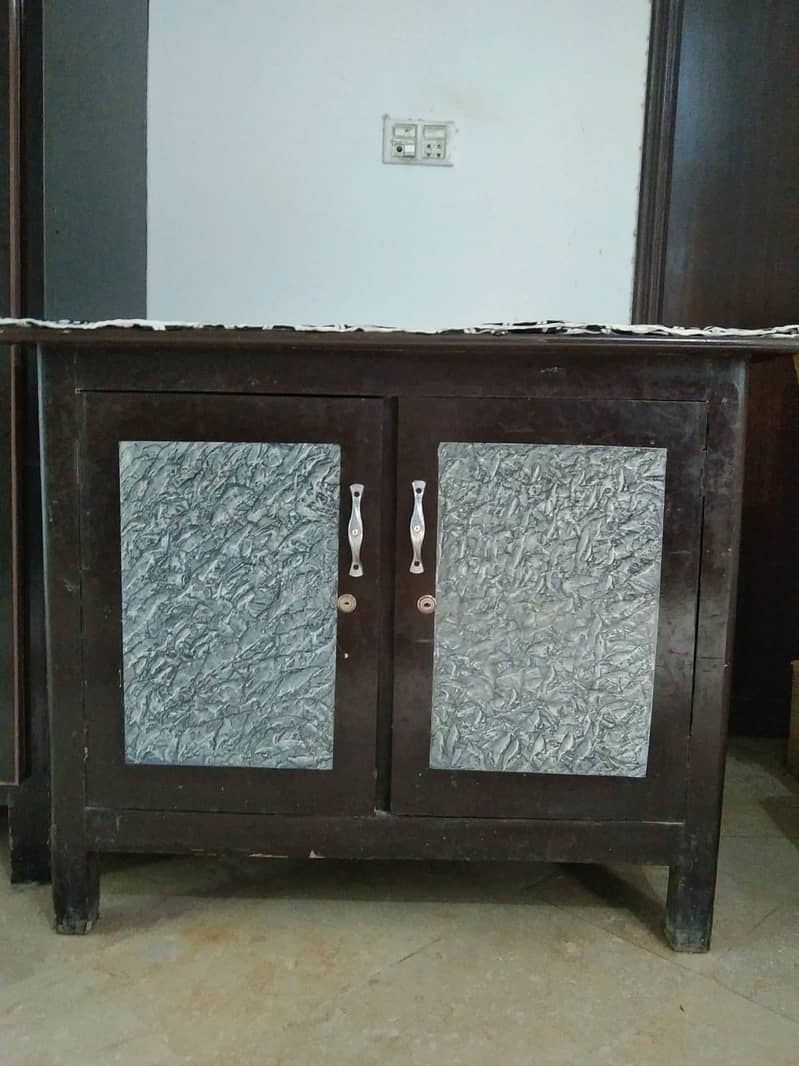 Solid Wood press Table with Lockers 2