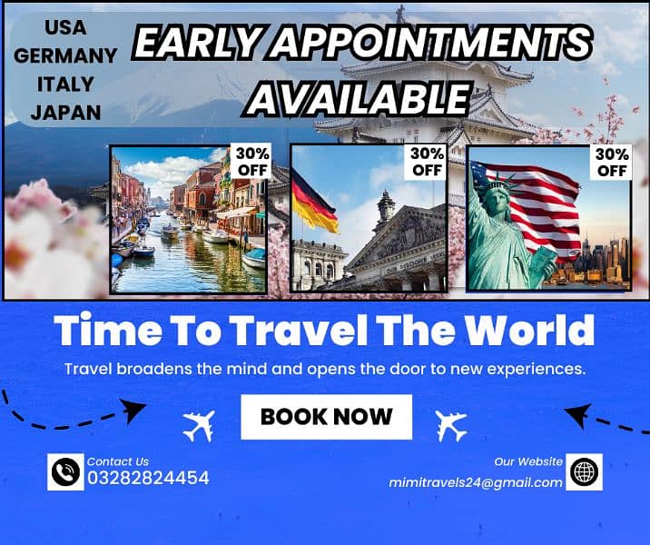 Early Appointments Available USA/Germany/Italy/Japan 0