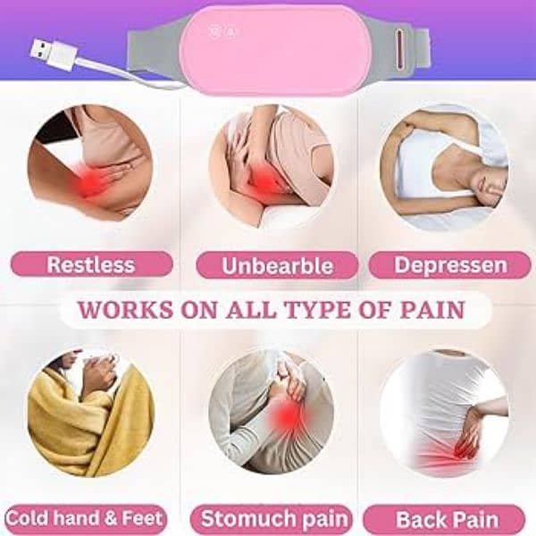 Periods Pain Relief Massager / Period Cramps Relief Belt Heating Pad 4