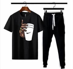 2 Pcs Micro Polyester Printed T-Shirt And Trouser.