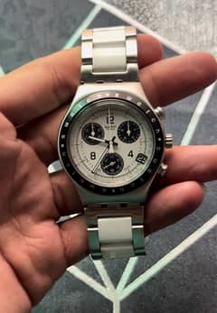 Swatch Swiss Made Panda Dial Chronograph Original Watch For Men 9.5/10