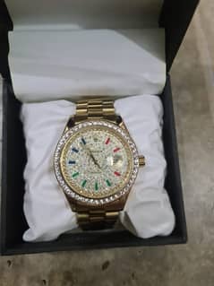 Golden Diamond Rolex / Show Date and Time Both / With Box