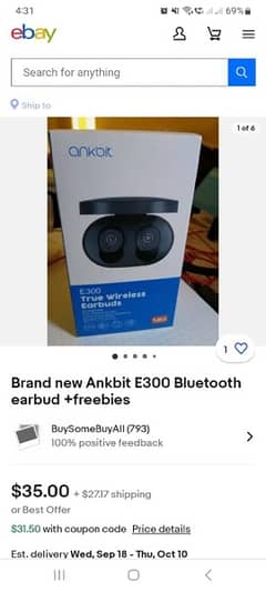 Imported earbuds, brand new, box pack