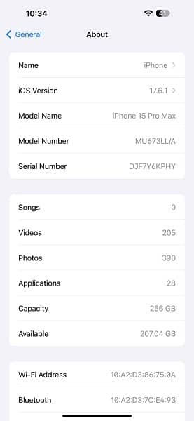 Iphone 15 pro max jv LL/model 3