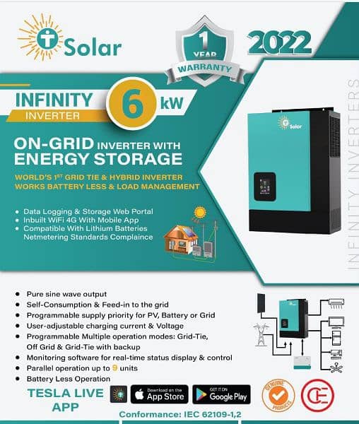 Tesla HLE 6kw Pv7000 with one year warranty 0