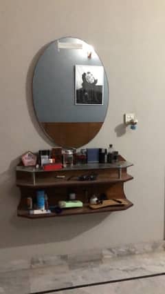 wall fitted dressing table and mirror