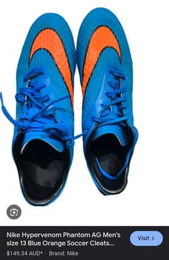 Nike Hypervenom Phantom Blue Orange Soccer Cleats US:7 UK:6 EUR:40