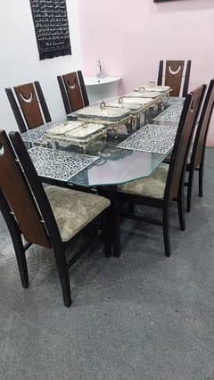 Glass top Dinning Table with Six chairs 0