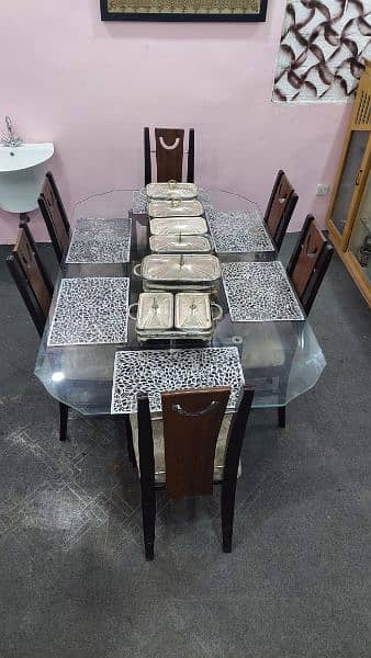 Glass top Dinning Table with Six chairs 3