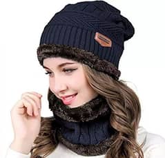 unisex beanie wool cap with neck warmer