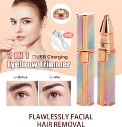 Flawless 2-in-1 Rechargeable Eyebrow Trimmer & Facial Hair Remover fo
                                title=