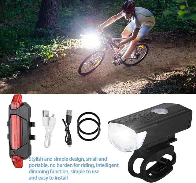 Bicycle Headlight Tail Light Rechargeable Set For Cycling Bike Scooter 0