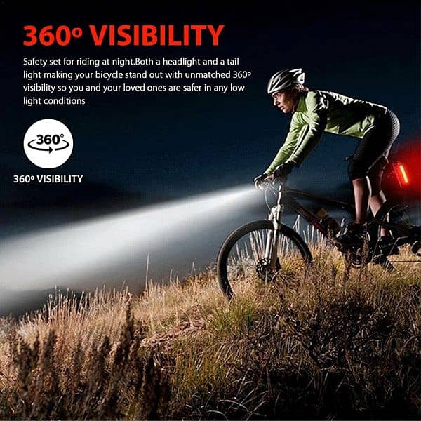 Bicycle Headlight Tail Light Rechargeable Set For Cycling Bike Scooter 4