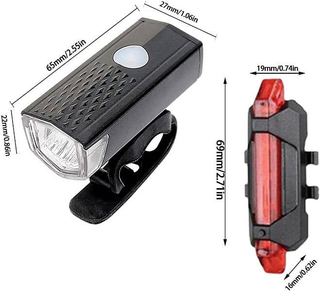 Bicycle Headlight Tail Light Rechargeable Set For Cycling Bike Scooter 9