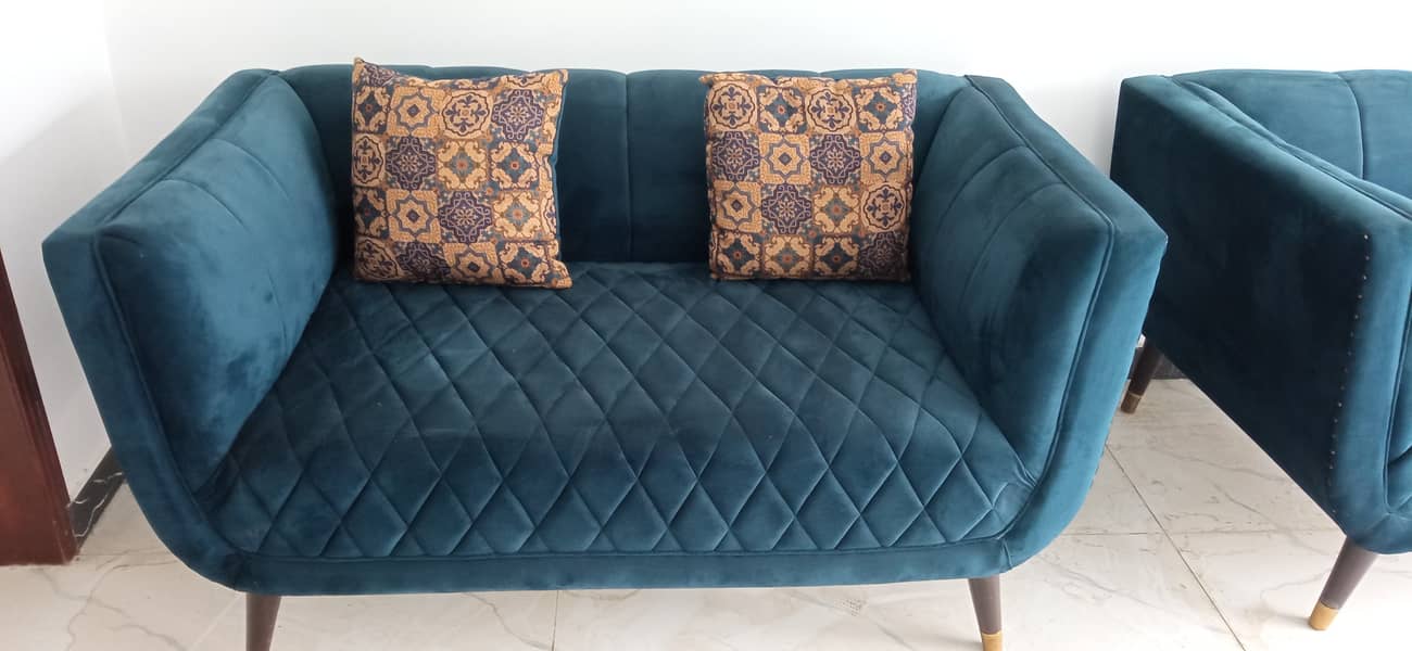 Blue color sofa set 2