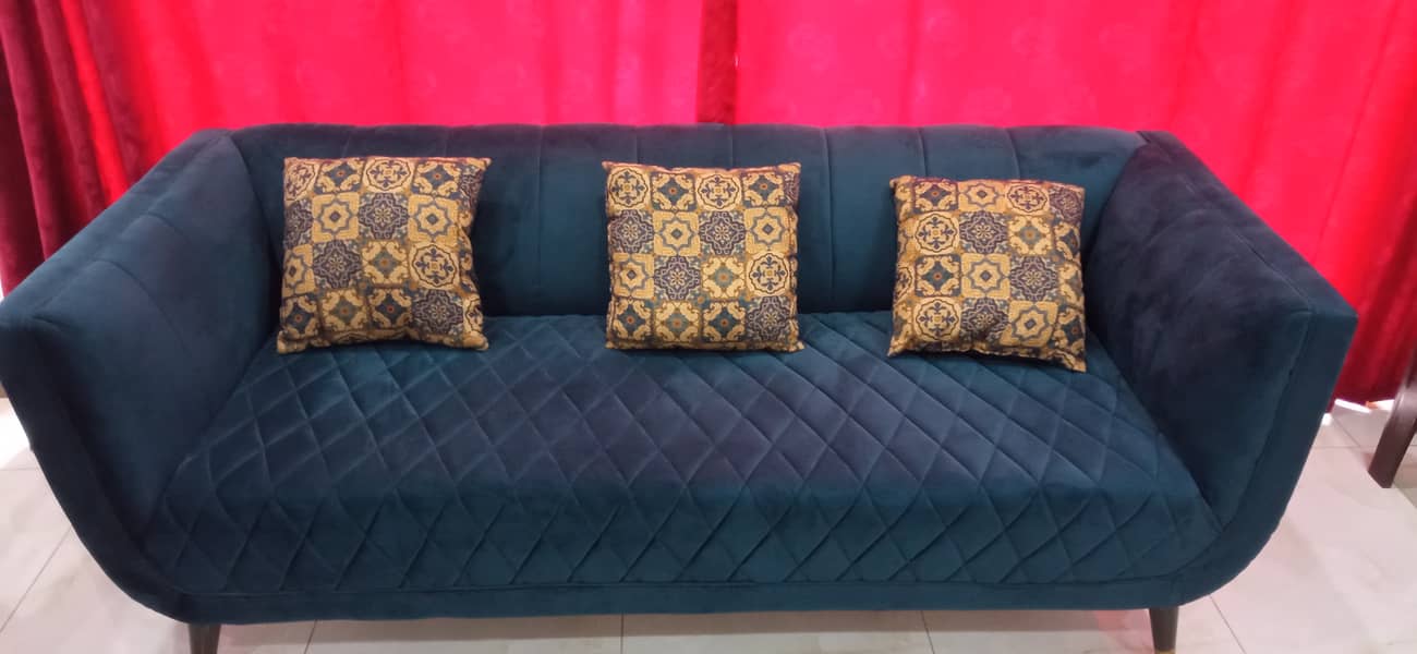 Blue color sofa set 3