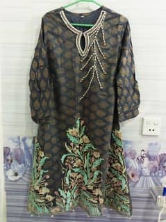 3 Pc suit with block printed shirt, trouser and dupatta