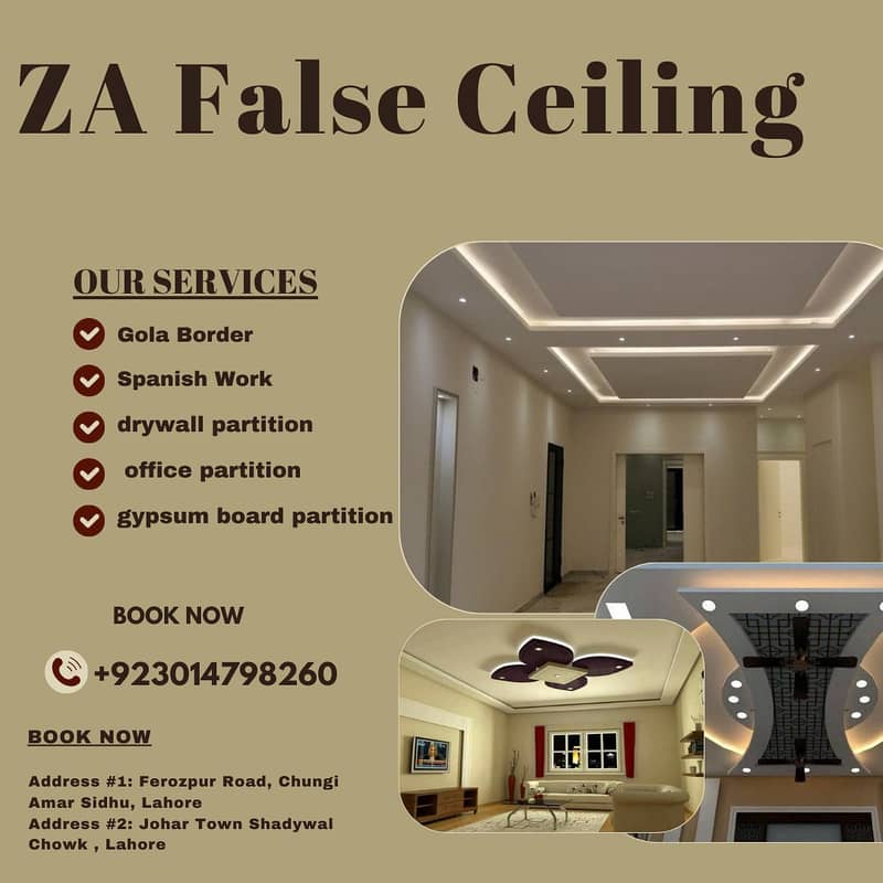 False Ceiling/Plastic Paris Ceiling/pop Ceiling/Ceiling work at lahore 0