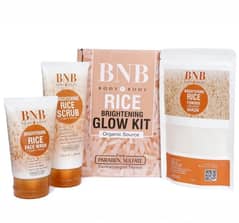 BNB 3 IN 1 BRIGHTENING GLOW RICE KIT SCRUB + FACE WASH + MASK