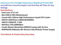 intel Core i7 8700 High Performance Non RGB Gaming PC