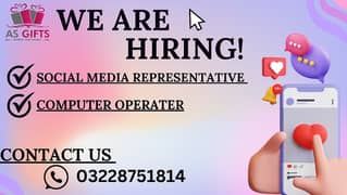 We are hiring Computer operator/Social Media representative