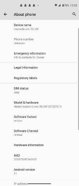 Motorola one 5g uw 0