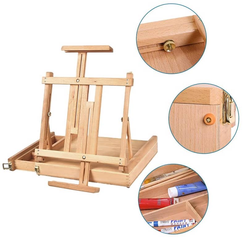 SINOART Wooden Box Table-Top Easel With Storage Box (Beech Wood) 2