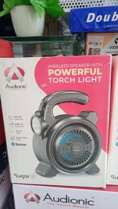 Audionic Sugar 8 Bluetooth Speaker  Power Ful  Torch Light Box Packed