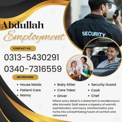 BabySitter | Nanny | Chef | Cook | Patient Care | Security Guard| Maid