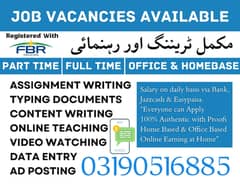 Part Time Full Time Job / Data Entry Job / Typing job / Assignment Job