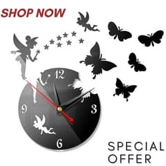 3D Wall Clock - Star, Fairy, and Butterfly Wall Art