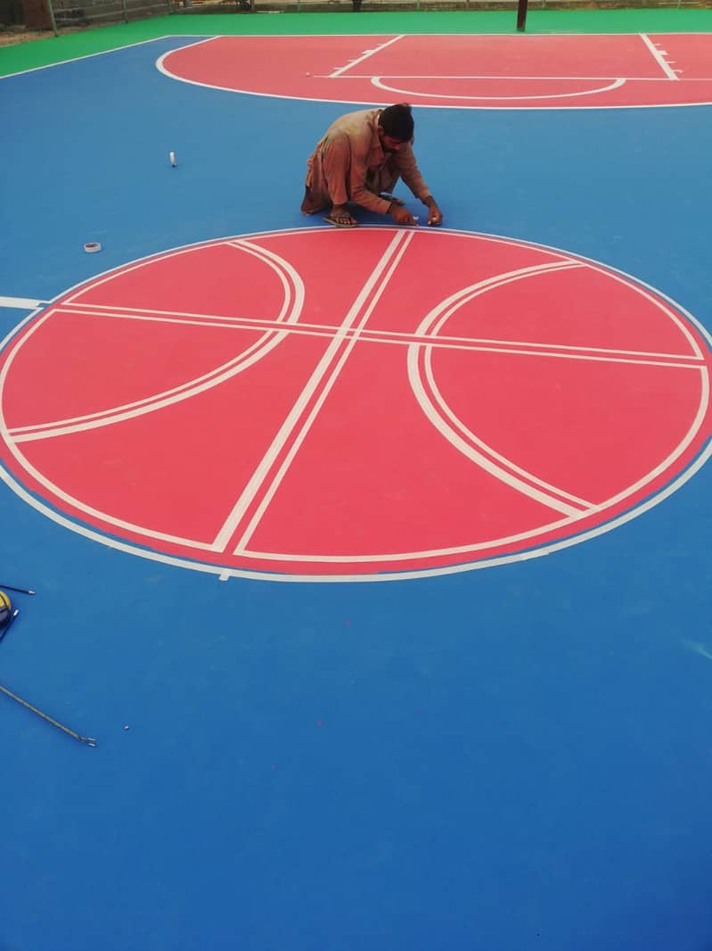 Basketball court Flooring|Futsal Ground 10mm  rubber acrylic coating 16