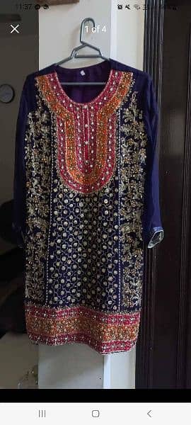 Fancy Chiffon dress with heavy work only 1 time used 0