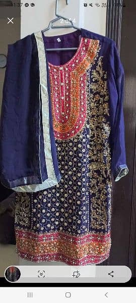 Fancy Chiffon dress with heavy work only 1 time used 1