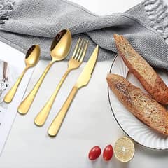 teckmanistan_24 pieces mirror polished golden cutlery set