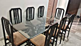 Dining Set |Dining Tables with 8Chairs|Wooden chairs top glass Dining